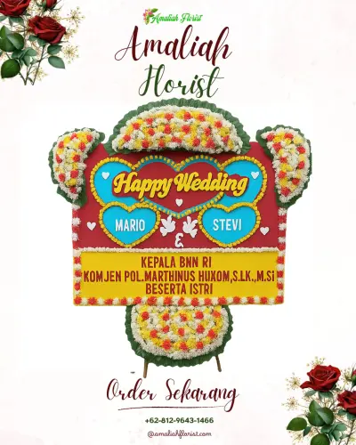 Karangan Papan Bunga Pernikahan di Omah Kebon Bekasi